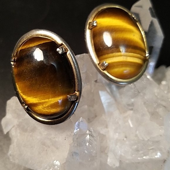 Vintage Other - Huge Vintage Tigers Eye Cufflinks